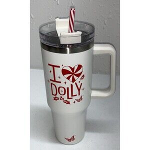 I Heart Dolly Christmas Tumbler 2025 DG 40oz White Peppermint Straw New